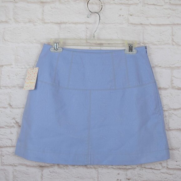 FREE PEOPLE Mini Skirt Faux Suede Wisteria Breeze Blue Days In The Sun NWT 8 - Picture 3 of 12